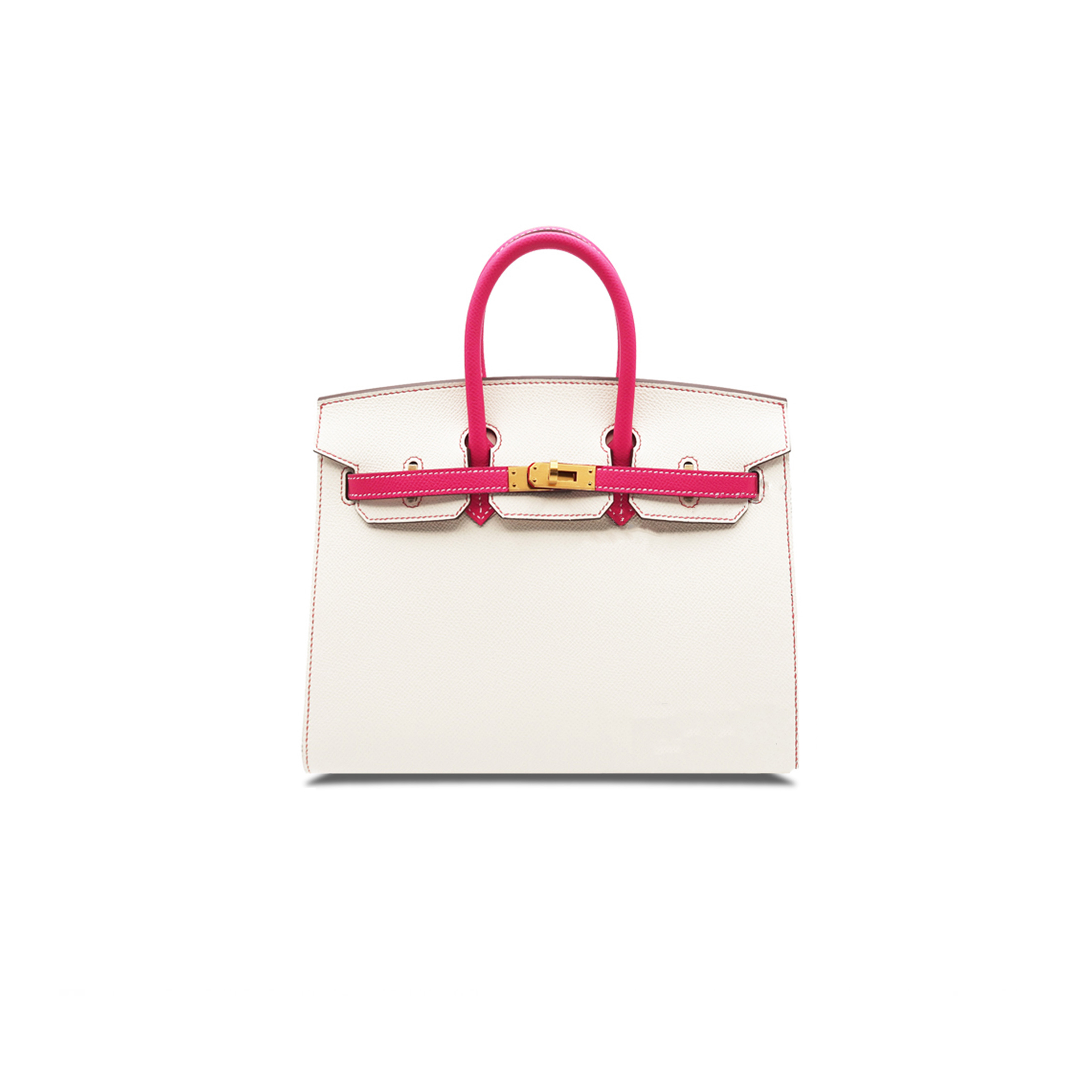 HERMES BIRKIN 25 EPSOM MILKSHAKE WHITE AND PINK GOLD BUCKLE BAG H028368CK6S (25*20*13cm)